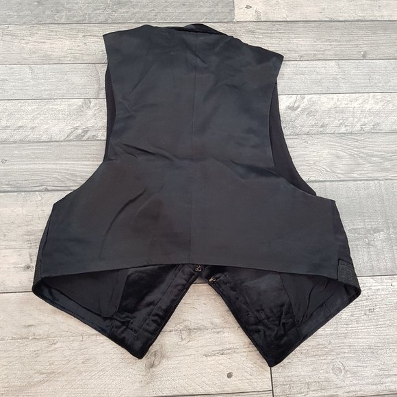 Free People Cindy Vest Waistcoat Top XS UK 6 Black Velvet Tie Event Formal BN - Picture 2 of 12